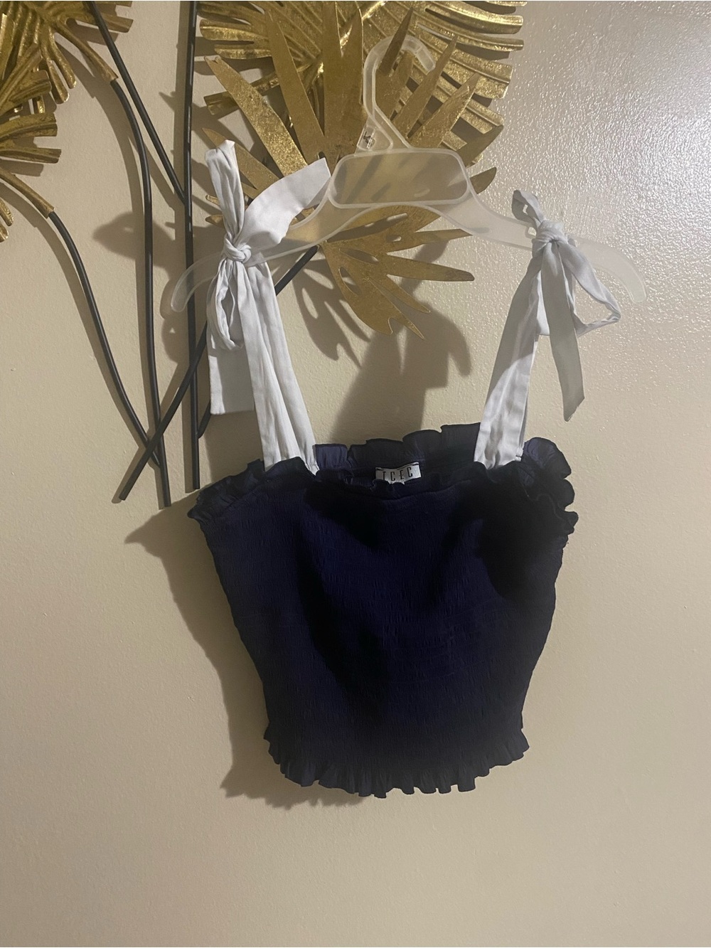 TCEC Navy Blue Smocked Strapless Top